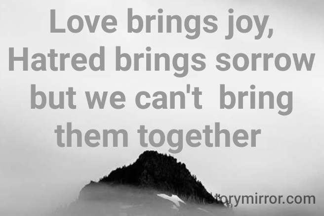 Love brings joy, Hatred brings sorrow
but we can't  bring them together 
