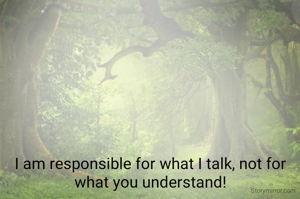 I am responsible for what I talk, not for what you understand!