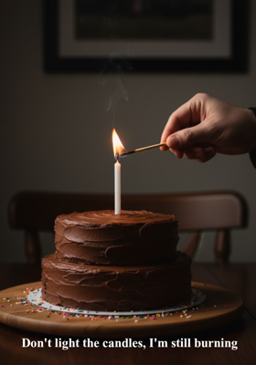 Don't light the candles, I'm still burning 