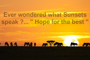 Ever wondered what Sunsets speak ?... " Hope for the best "
