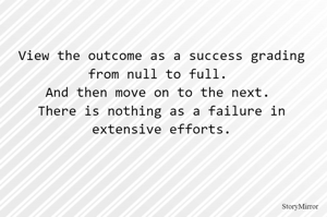 View the outcome as a success grading from null to full. And then move on to the next. There is nothing as a failure in extensive efforts.
