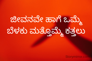 ಜೀವನವೇ ಹಾಗೆ ಒಮ್ಮೆ ಬೆಳಕು ಮತ್ತೊಮ್ಮೆ ಕತ್ತಲು