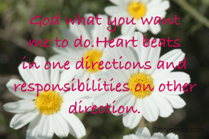 God what you want me to do.Heart beats in one directions and responsibilities on other direction.