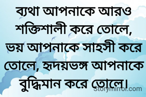 ব্যথা আপনাকে আরও শক্তিশালী করে তোলে, ভয় আপনাকে সাহসী করে তোলে, হৃদয়ভঙ্গ আপনাকে বুদ্ধিমান করে তোলে।