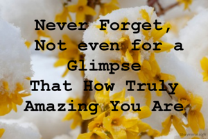 Never Forget, 
Not even for a Glimpse 
That How Truly 
Amazing You Are 