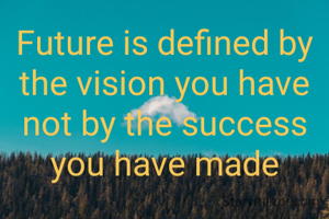 Future is defined by the vision you have not by the success you have made