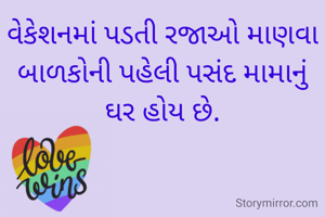 વેકેશનમાં પડતી રજાઓ માણવા બાળકોની પહેલી પસંદ મામાનું ઘર હોય છે.