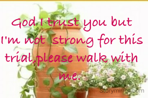 God I trust you but I'm not  strong for this trial,please walk with me. 