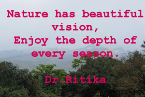 Nature has beautiful vision,
Enjoy the depth of every season.

Dr.Ritika