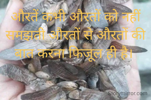 औरतें कभी औरतों को नहीं समझती औरतों से औरतों की बात करना फिजूल ही है। 