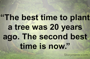 “The best time to plant a tree was 20 years ago. The second best time is now.”