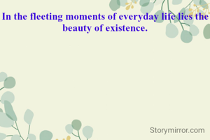 In the fleeting moments of everyday life lies the beauty of existence.