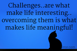 Challenges..are what make life interesting.. overcoming them is what makes life meaningful!