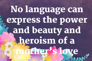 No language can express the power and beauty and heroism of a mother’s love