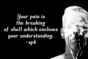 Your pain is
 the breaking 
of shell which encloses
 your understanding.
-spb