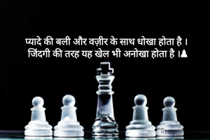 प्यादे की बली और वज़ीर के साथ धोखा होता है । 
जिंदगी की तरह यह खेल भी अनोखा होता है ।♟️