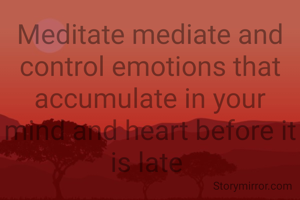 Meditate mediate and control emotions that accumulate in your mind and heart before it is late 