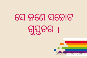 ସେ ଜଣେ ସଚ୍ଚୋଟ ଗୁପ୍ତଚର ।
