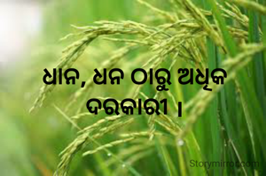 ଧାନ, ଧନ ଠାରୁ ଅଧିକ ଦରକାରୀ ।