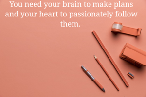 You need your brain to make plans and your heart to passionately follow them. 