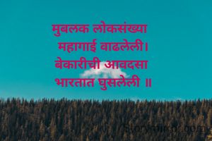 मुबलक लोकसंख्या  
महागाई वाढलेली।
बेकारीची आवदसा 
भारतात घुसलेली ॥