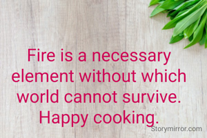 Fire is a necessary element without which world cannot survive. Happy cooking.