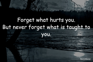 Forget what hurts you.
But never forget what is taught to you.