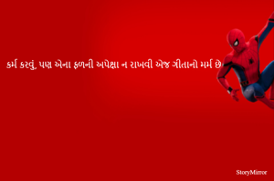 કર્મ કરવું, પણ એના ફળની અપેક્ષા ન રાખવી એજ ગીતાનો મર્મ છે