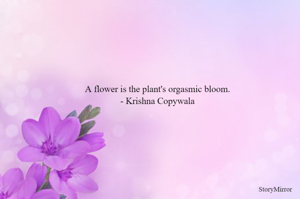 A flower is the plant's orgasmic bloom.
- Krishna Copywala