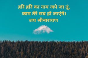 हरि हरि का नाम जपे जा तूं,
काम तेरे सब हो जाएंगे।
जय श्रीनारायण 