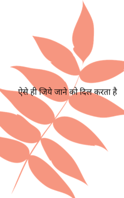 ऐसे ही जीये जाने को दिल करता है