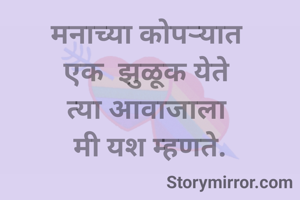 मनाच्या कोपऱ्यात 
एक  झुळूक येते 
त्या आवाजाला 
मी यश म्हणते.