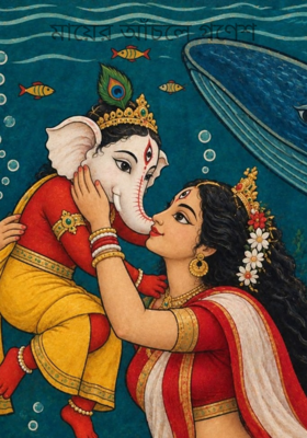 মায়ের আঁচলে গণেশ