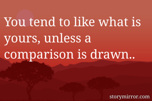 You tend to like what is yours, unless a comparison is drawn..
