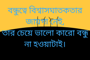 বন্ধুত্বে বিশ্বাসঘাতকতার জায়গা নেই,
তার চেয়ে ভালো কারো বন্ধু না হওয়াটাই।