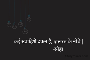 कई ख्वाहिशें दफ़न हैं, ज़रूरत के नीचे |
                -स्नेहा 