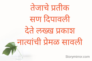 तेजाचे प्रतीक
सण दिपावली
देते लख्ख प्रकाश
नात्यांची प्रेमळ सावली
