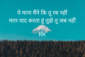 ये माना मैंने कि तू रब नहीं
मग़र याद करता हूं तुझे तू जब नहीं

RK