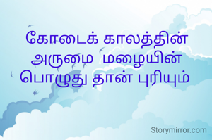 கோடைக் காலத்தின் அருமை  மழையின் பொழுது தான் புரியும் 