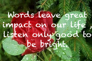 Words leave great impact on our life , listen only good to be bright.
