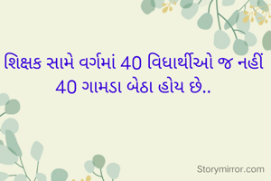 શિક્ષક સામે વર્ગમાં 40 વિધાર્થીઓ જ નહીં 40 ગામડા બેઠા હોય છે..
