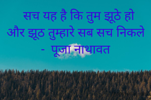   सच यह है कि तुम झूठे हो
और झूठ तुम्हारे सब सच निकले
-  पूजा नाथावत