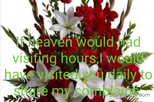 If heaven would had visiting hours,I would have visited you daily to share my complains.