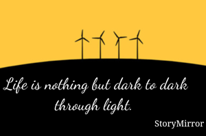 Life is nothing but dark to dark through light. 