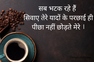 सब भटक रहे हैं 
सिवाए तेरे यादों के परछाई ही पीछा नहीं छोड़ते मेरे ।