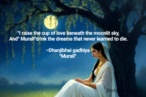 "I raise the cup of love beneath the moonlit sky,
And" Murali"drink the dreams that never learned to die.

-Dhanjibhai gadhiya 
"Murali" 
