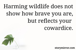 Harming wildlife does not show how brave you are, but reflects your  cowardice.