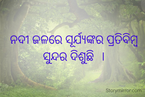 
ନଦୀ ଜଳରେ ସୂର୍ଯ୍ୟଙ୍କର ପ୍ରତିବିମ୍ବ ସୁନ୍ଦର ଦିଶୁଛି  ।