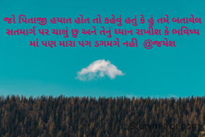 જો પિતાજી હયાત હોત તો કહેવું હતું કે હું તમે બતાવેલ સતમાર્ગ પર ચાલું છુ અને તેનું ધ્યાન રાખીશ કે ભવિષ્ય માં પણ મારા પગ ડગમગે નહી  @જયેશ