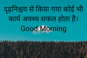 दृढ़निश्चय से किया गया कोई भी कार्य अवश्य सफल होता है।
Good Morning